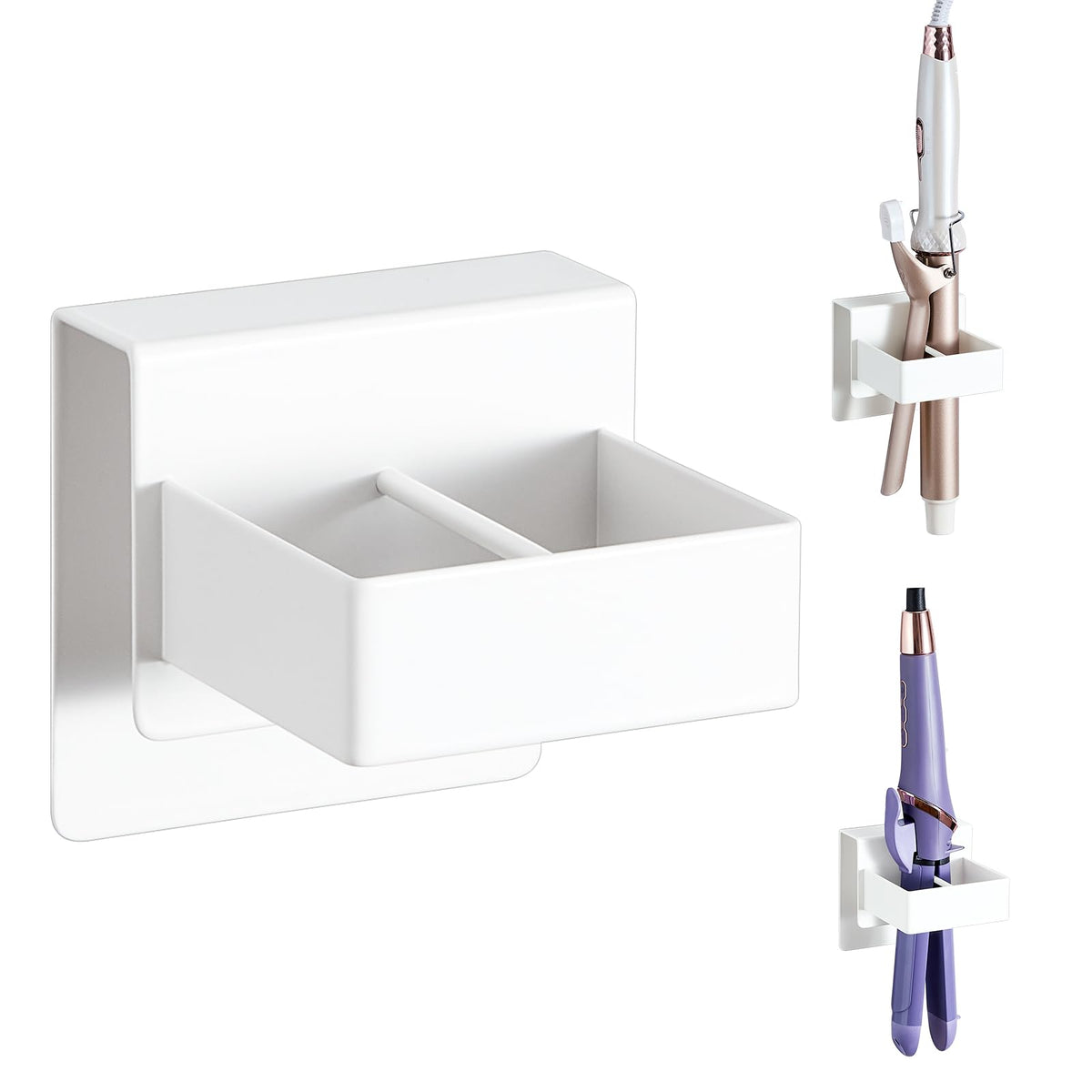 Straighteners Holder Wall Mounted Curling Iron Holder Metal Hair Dryer Holder for Curling Wands Accessories Adhesive Hair Tool Organizer Flat Iron Holder for Bathroom Barber Shops Vanity (Sliver)