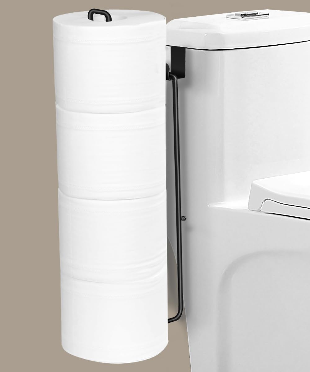 Toilet Paper Holder with Storagefor 3 Roll Tissue (Black 1 Pcs)