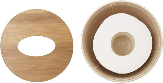 Zimon Toilet Paper Roll Dispenser with Bamboo Lid, Decorative Round Paper Holder, Bathroom Tissue Box Cover
