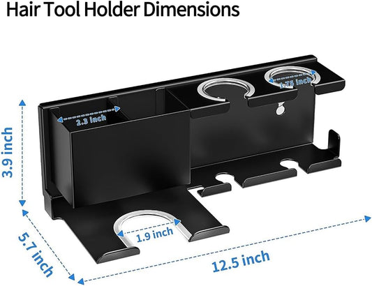 Hair Dryer Holder Wall Mount, Hair Tool Organizer with 3 Cord Organizers