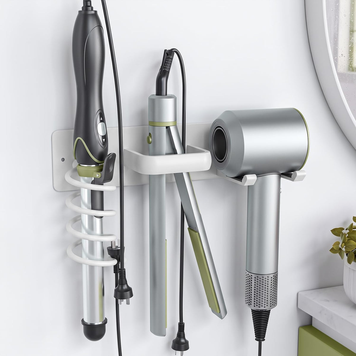 Tindbea Hair Dryer Holder Wall Mount Aluminum Alloy Hot Tools Organizer