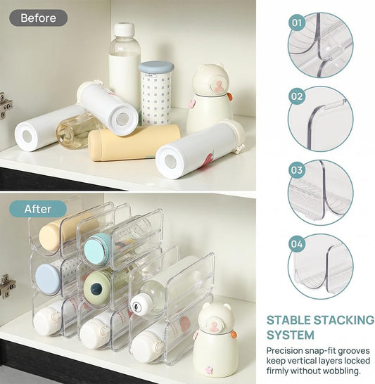 Stackable Water Bottle Organizer Holder, Hair Curling Iron Storage Rack