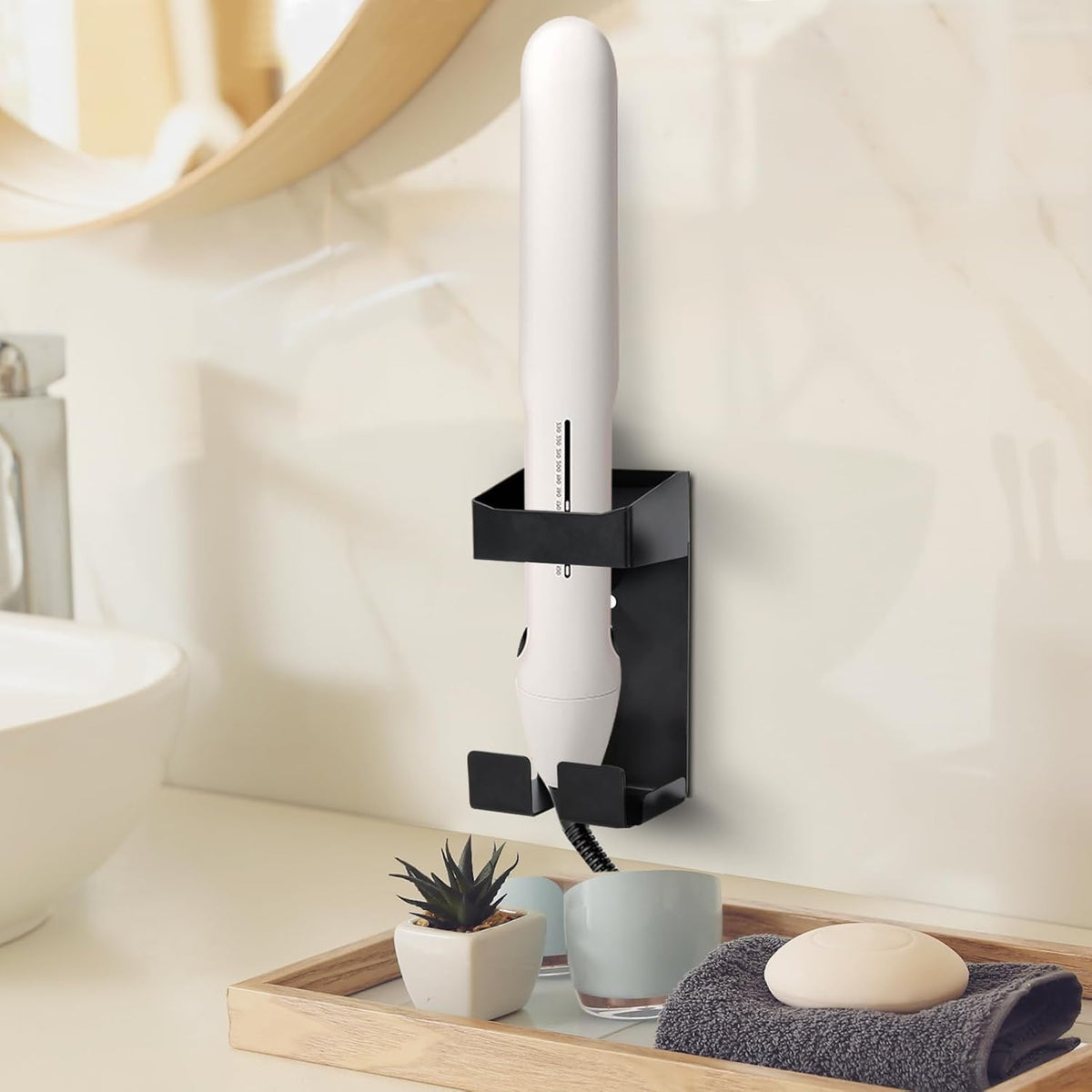 Curling Iron Holder Wall Mount Curling Iron Flat for Holds Hair Dryer
