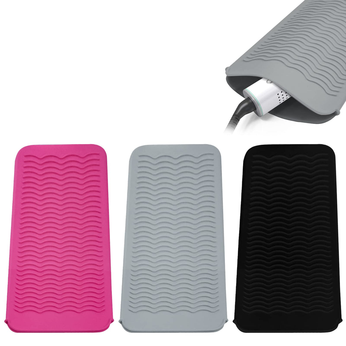 Silicone Heat Resistant Mat Pouch for Hair Straightener,Curling Iron, Black
