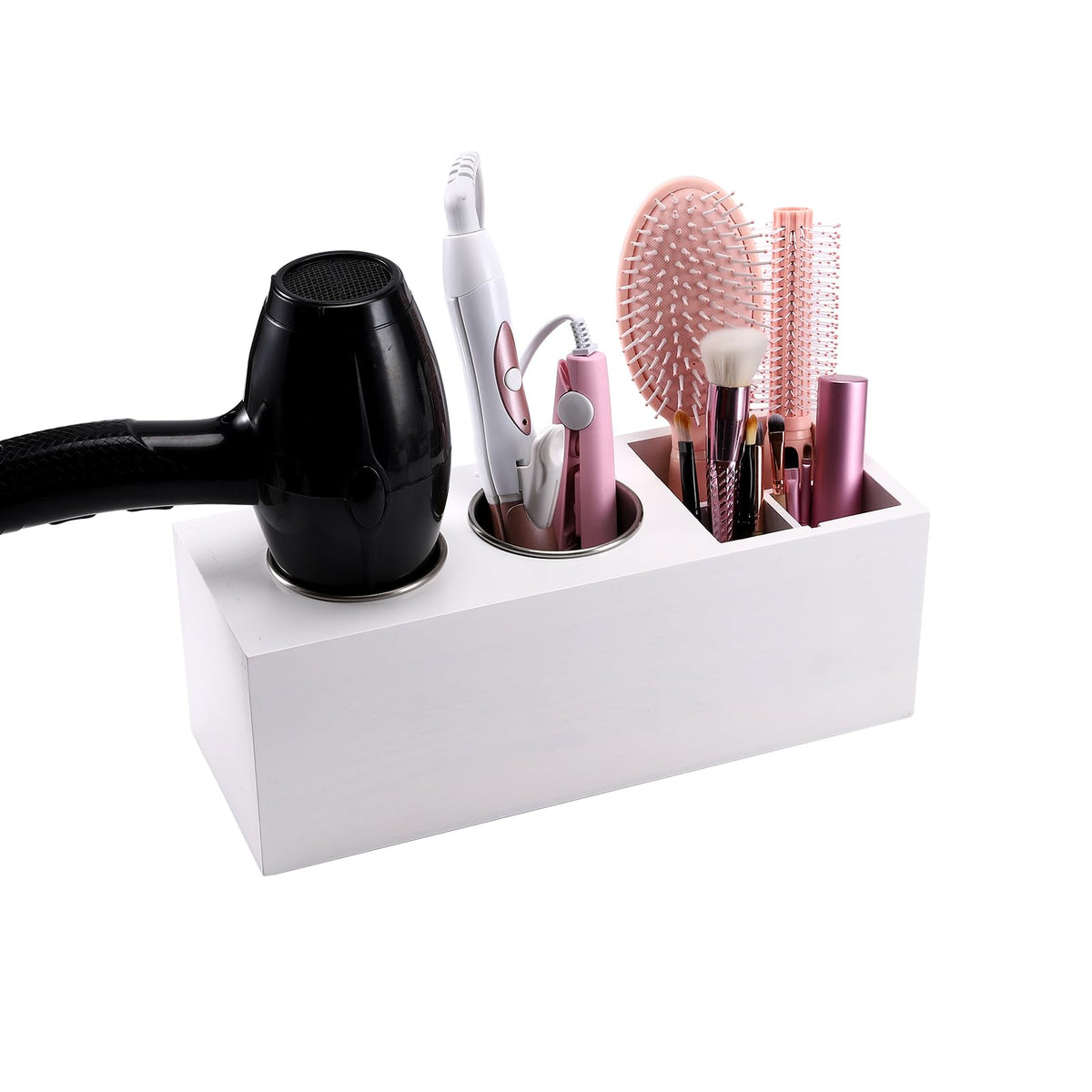 Hair Dryer Holder and Tool Organizer, Wood, Black