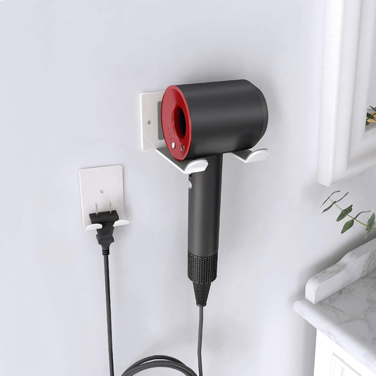 FLE Blow Dryer Holder Wall Mounted Fit fo Hair Dryers,White