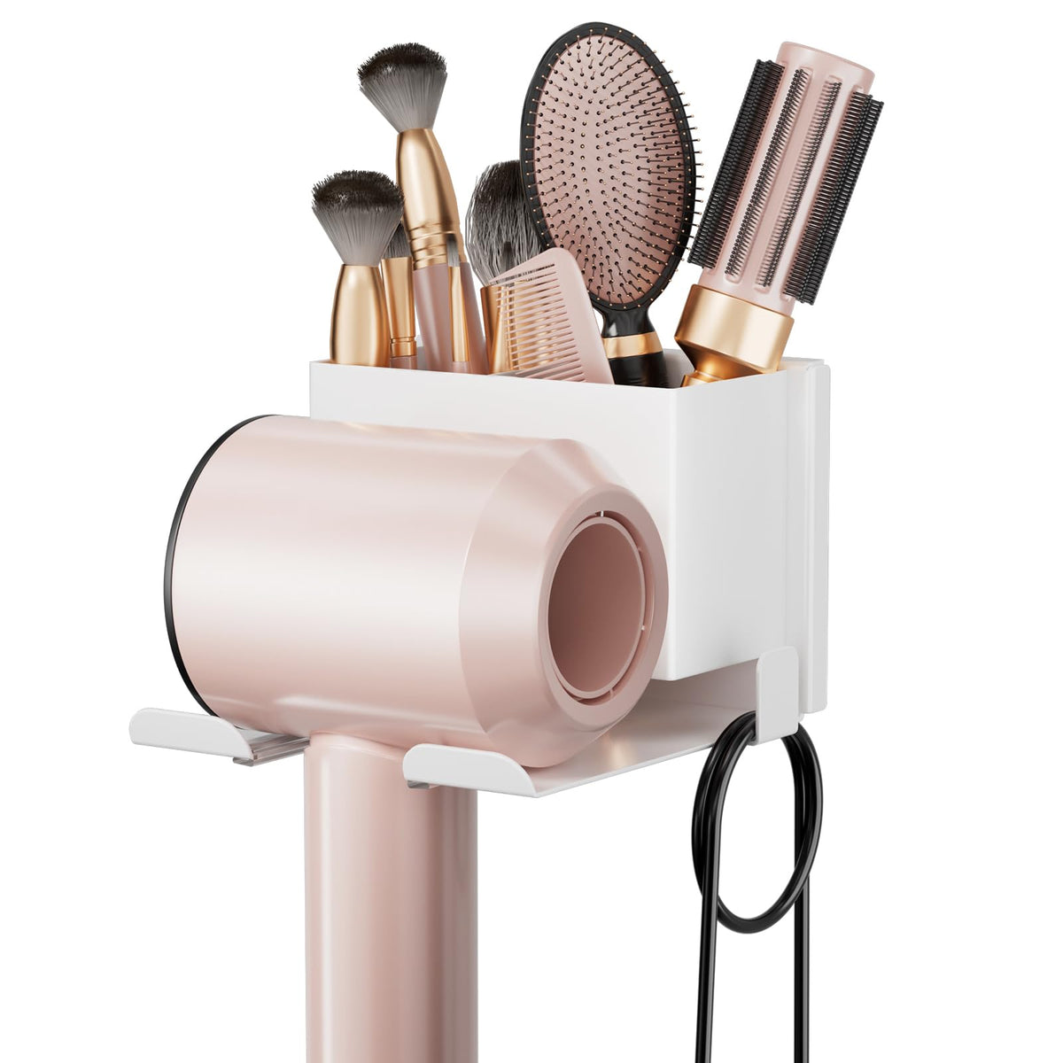 Hair Dryer Holder Wall Mounted, Hair Tools Organizer for Bathroom, Black