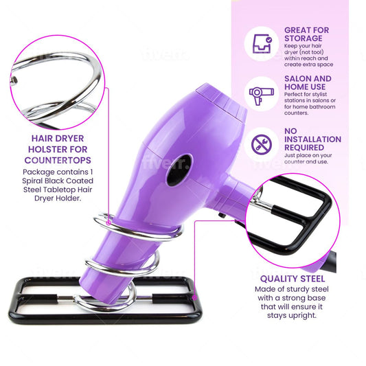 Hair Dryer Holder Countertop - Spiral Blow Dryer Holder Stand Dryer Holster
