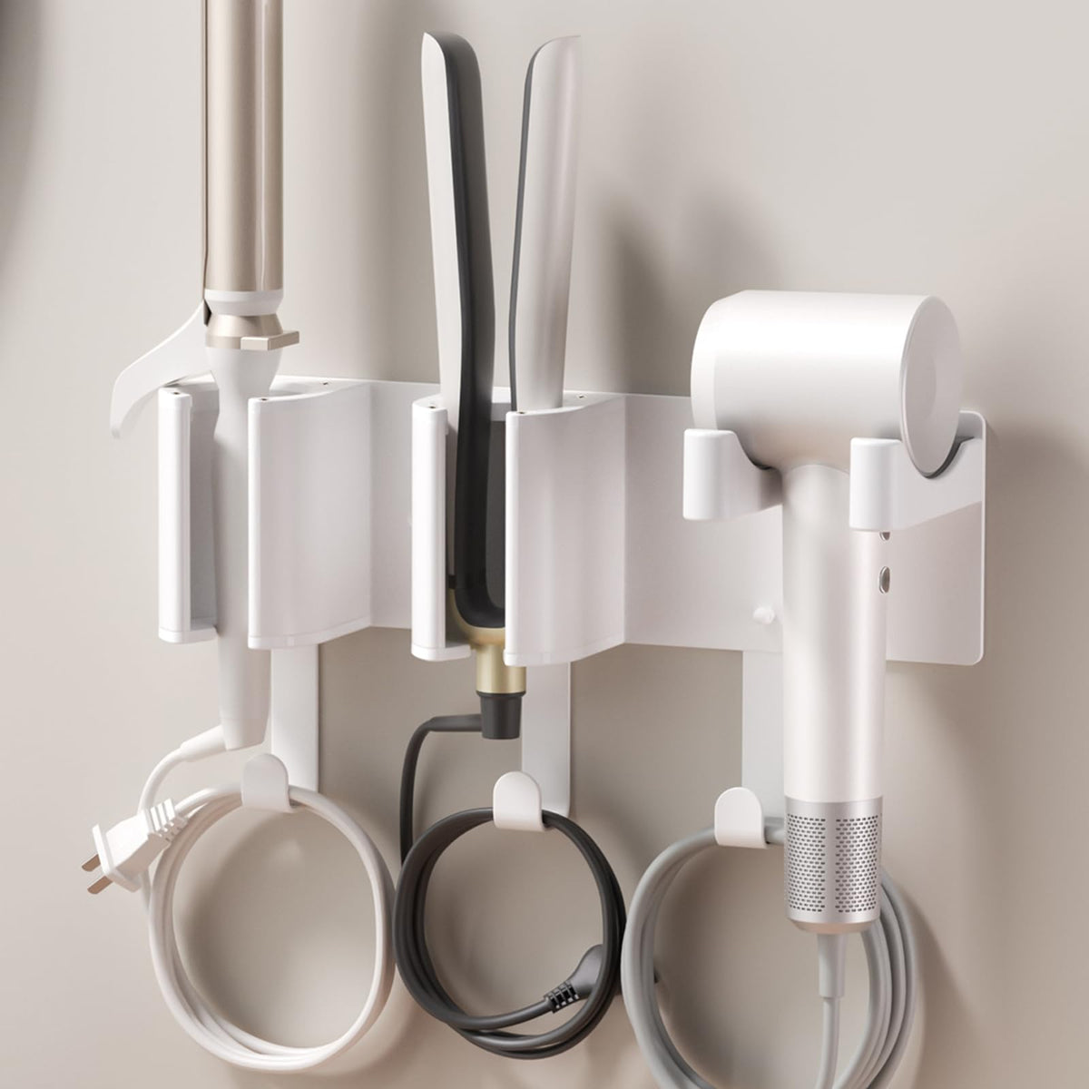 Wall Mount Hair Tool Organizer, Hair Dryer and Curling Iron Holder