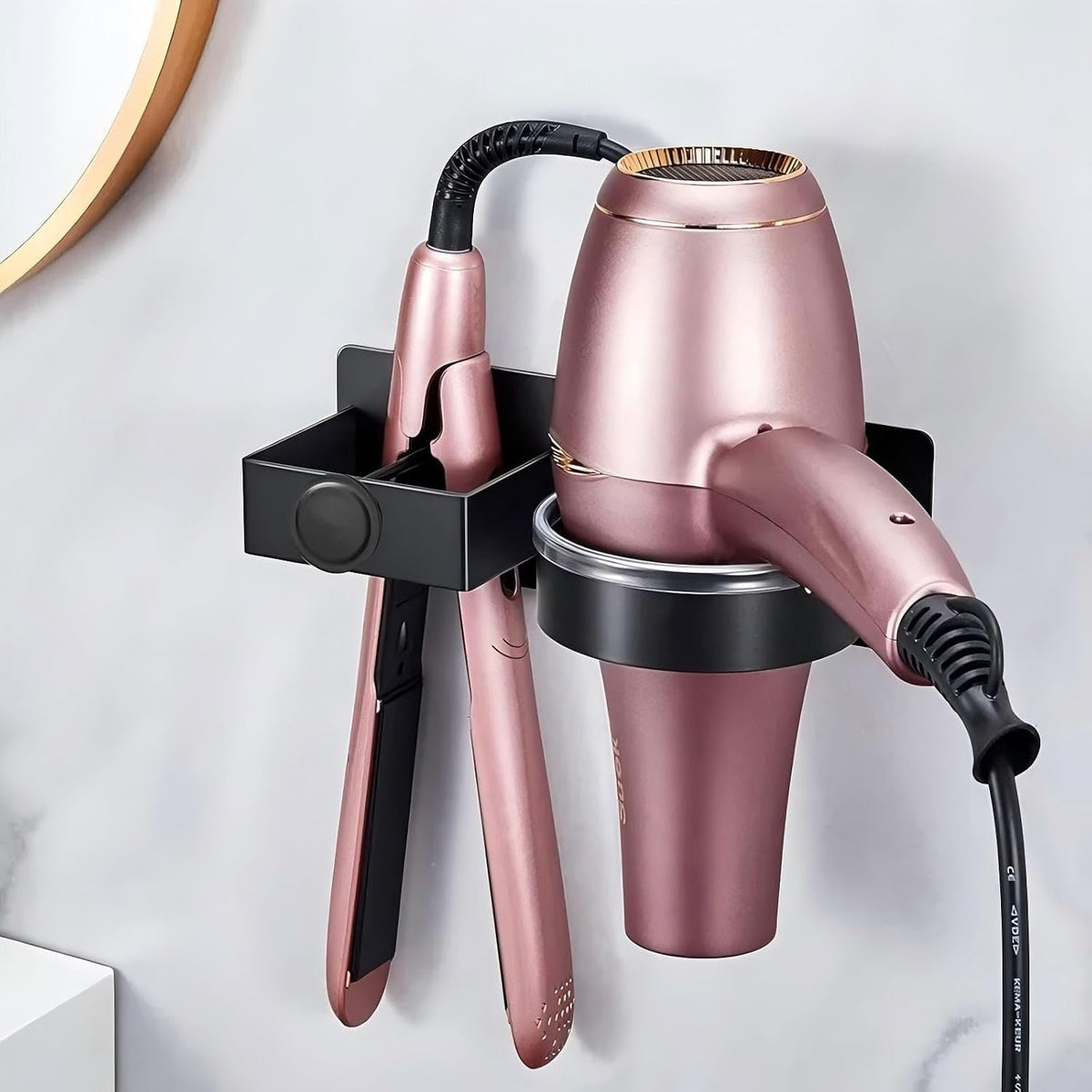 Wall Mounted Holder For Hair Dryer and Straightener