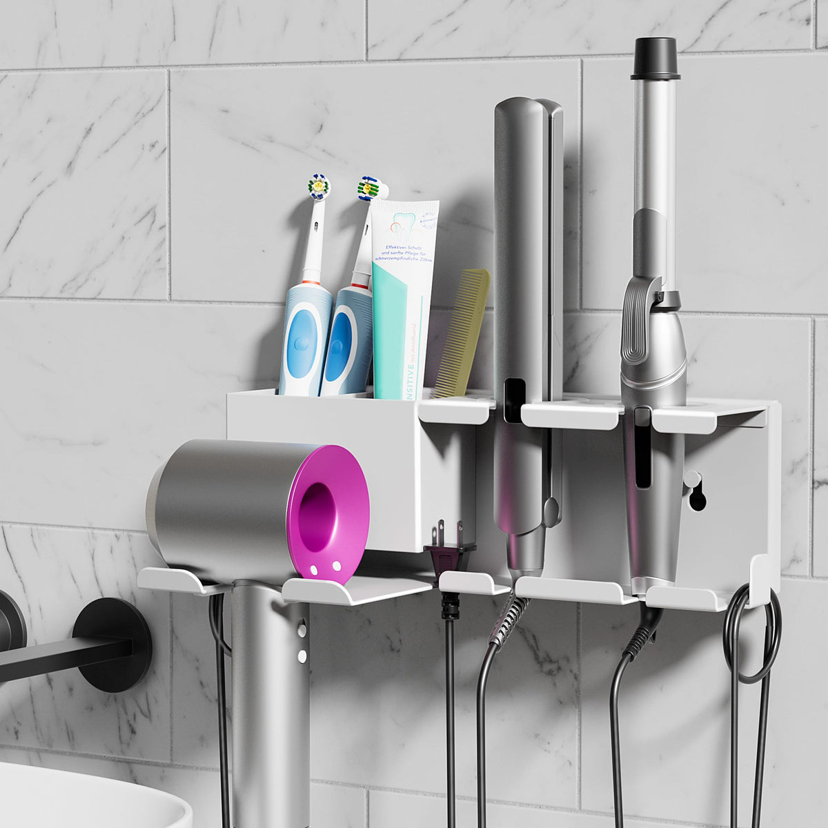 BOIVSHI Hair Dryer Holder, Wall Mounted, Black