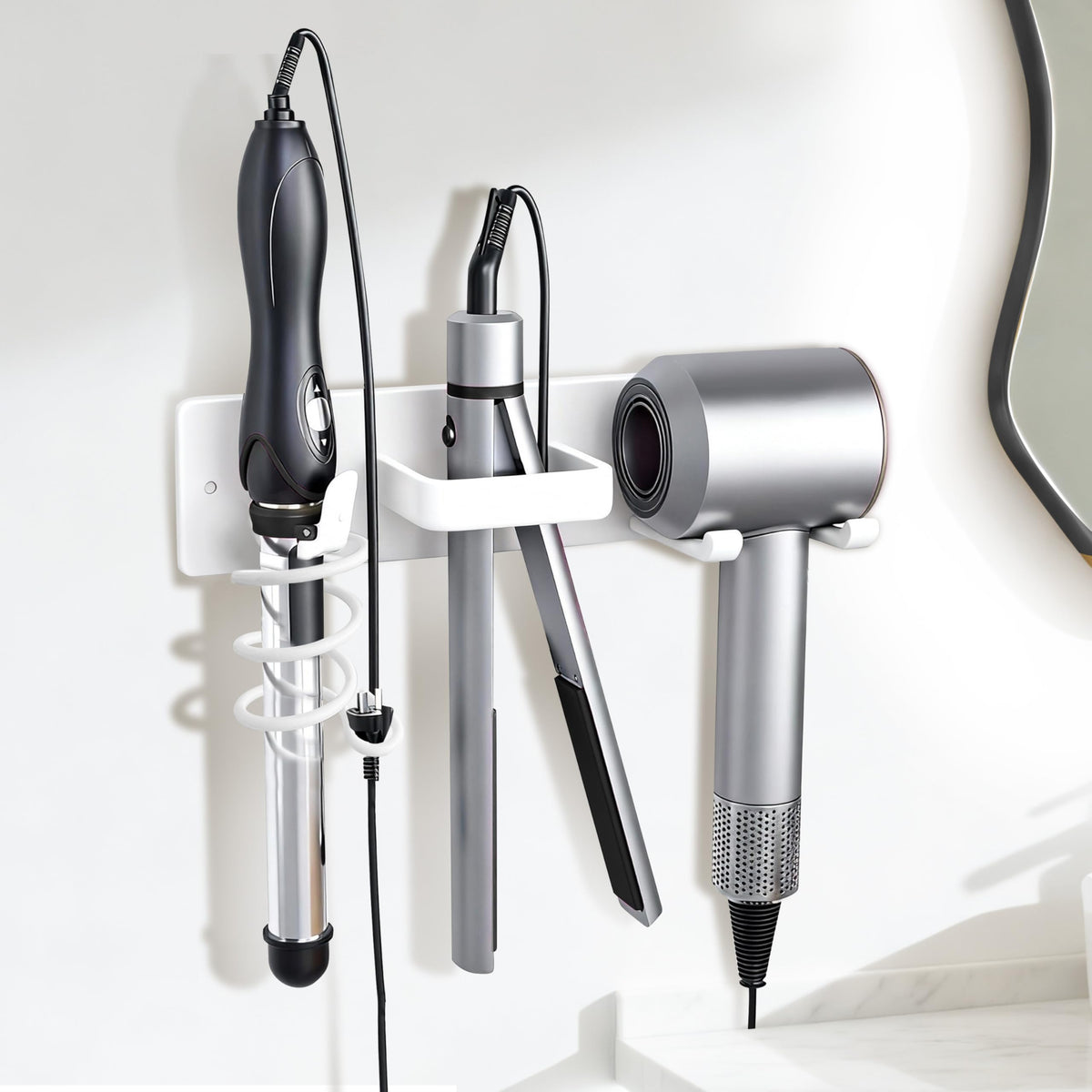 Hair Dryer Holder Hair Tool Organizer Metal Wall Mount(Matte Black)