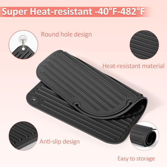 Heat Resistant Mat Large Silicone Hot Hair Tools Holder for Curling Irons Flat Iron Hair Straightener Mat Portable Vanity Pad Accessories/Organizer