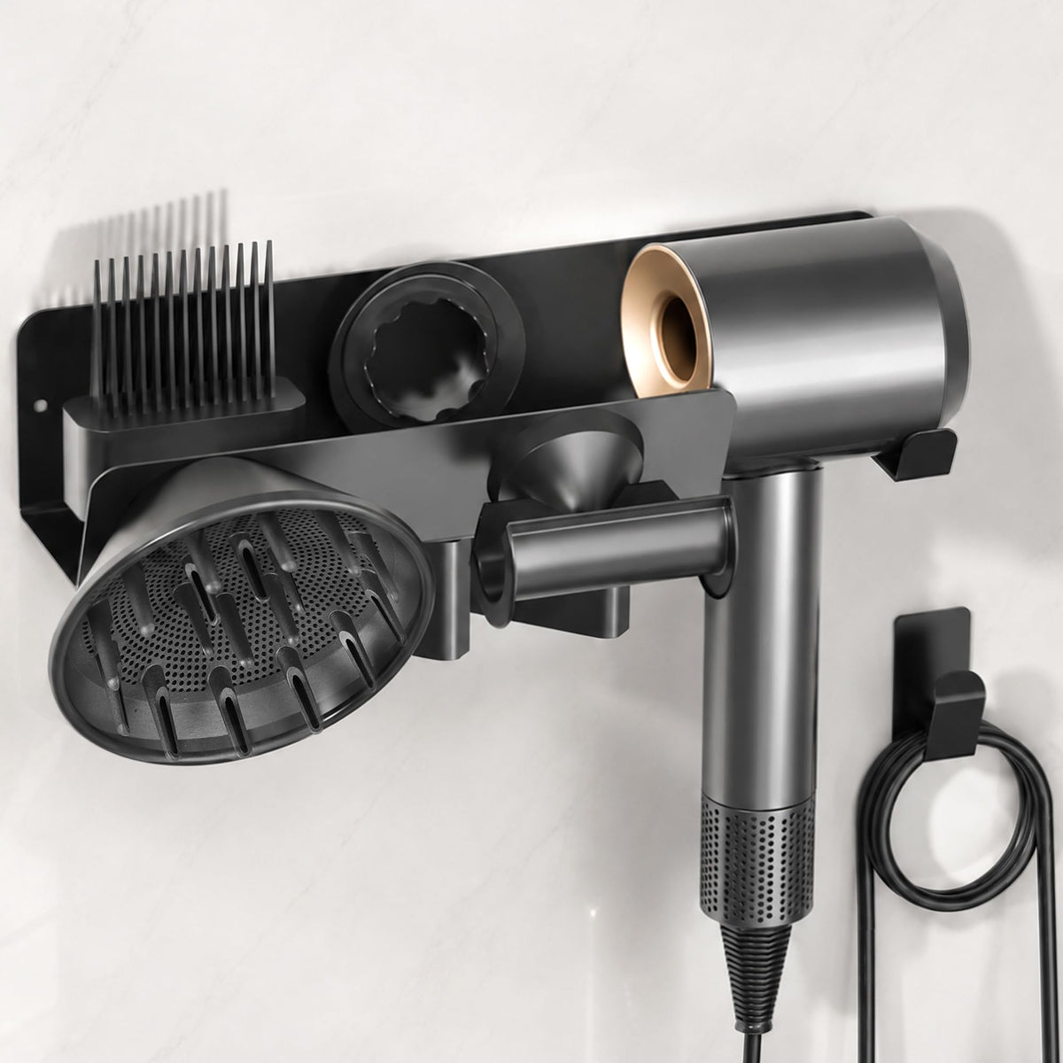 YIGII Hair Dryer Holder Wall Mount, 3-in-1 Organizer for Bathroom