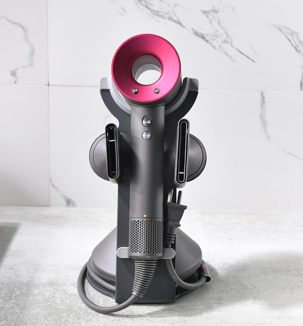 Hair Dryer Stand for Dyson Supersonic, Hair Dryer Holder Organizer for Diffuser Nozzle, Bathroom Countertop Storage Stand