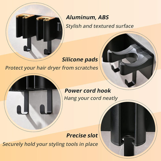 Wall Mount Hair Tool Organizer, Hair Dryer and Curling Iron Holder