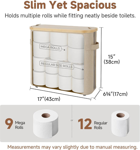 StorageWorks Toilet Paper Basket with Lid, Holds 9 Mega or 12 Regular