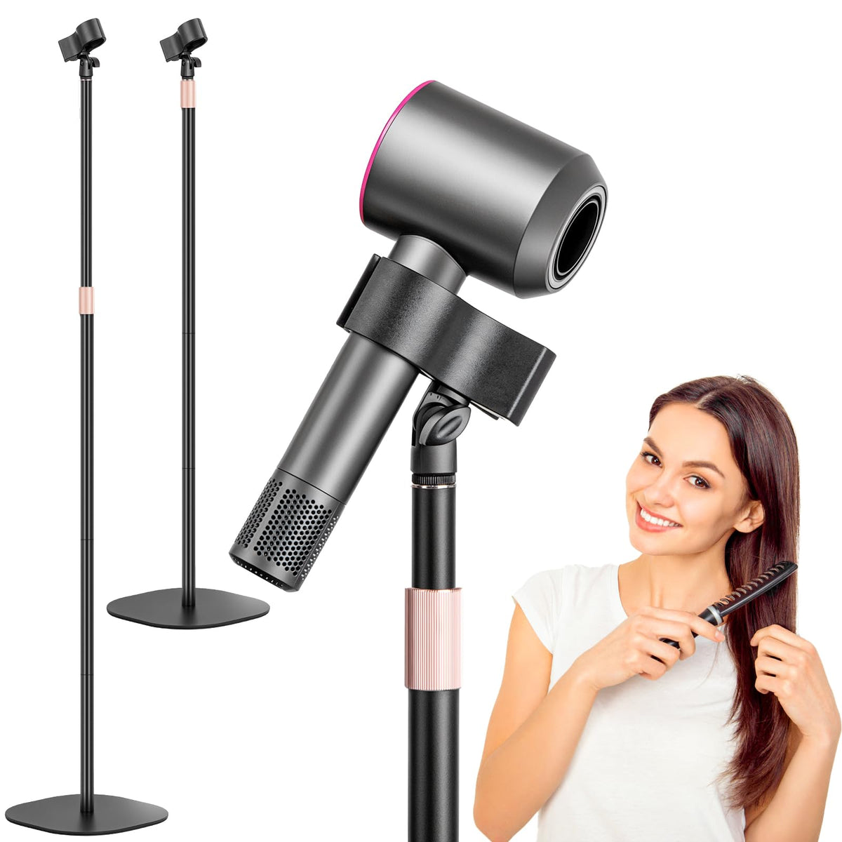 Hair Dryer Stand Holder-19 inch Ultra Stable Countertop Blow Dryer Stand