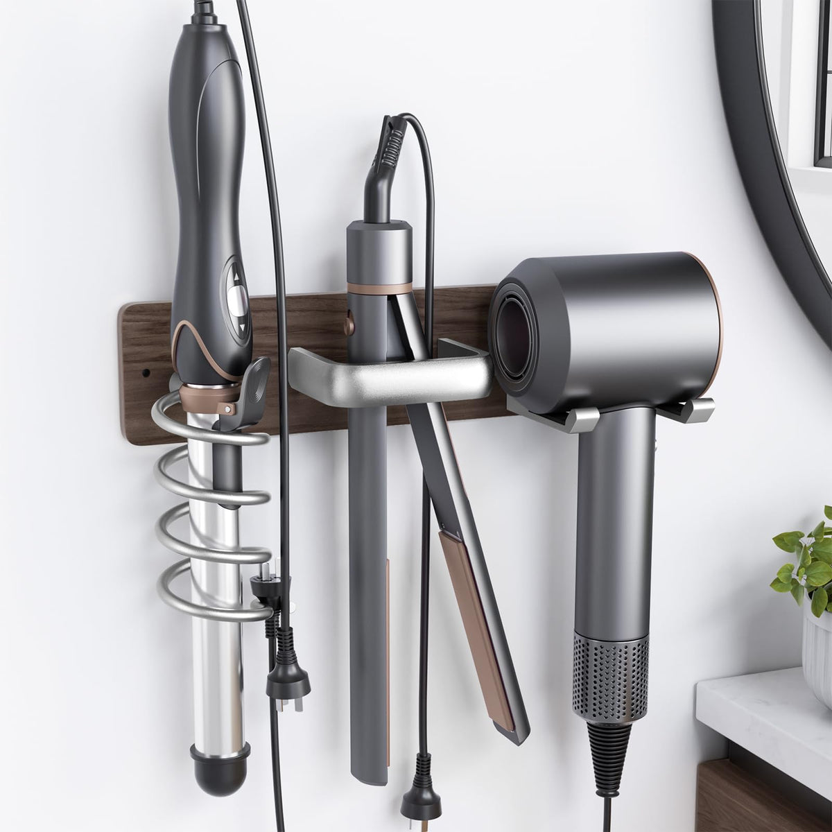 Tindbea Hair Dryer Holder Wall Mount Aluminum Alloy Hot Tools Organizer