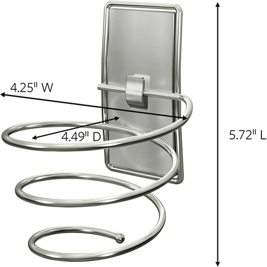 Command Hair Dryer Holder, Satin Nickel, 1 Dryer Holder, 2 Water Resistant Strips, Damage-Free Bathroom Organization and Decor