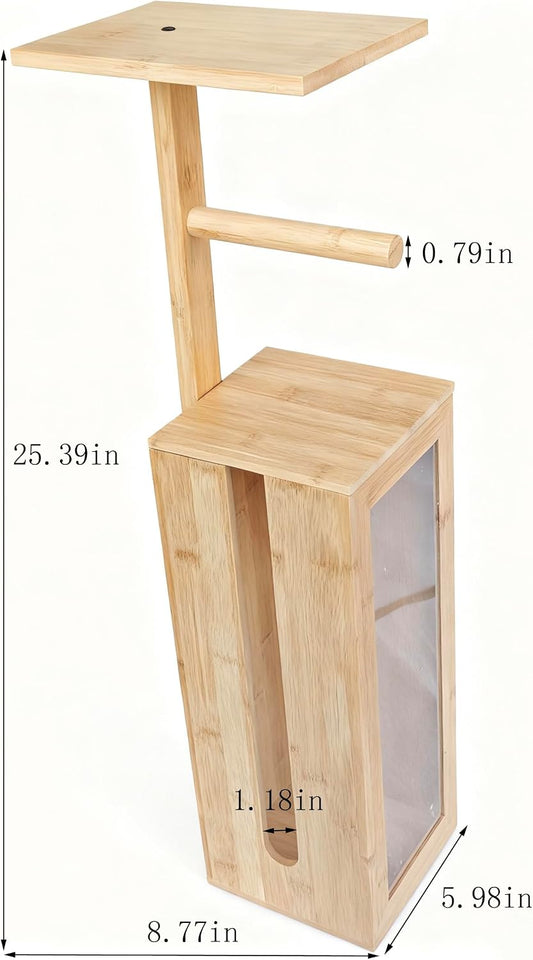 Toilet Paper Holder Stand - Storage Stand,Holds 3 Rolls Toilet Paper Storage with Lid,with Free Standing Toilet Paper Holder and Top Shelf for Kitchen, Pantry,Toilet and Bathroom (Natural Bamboo)
