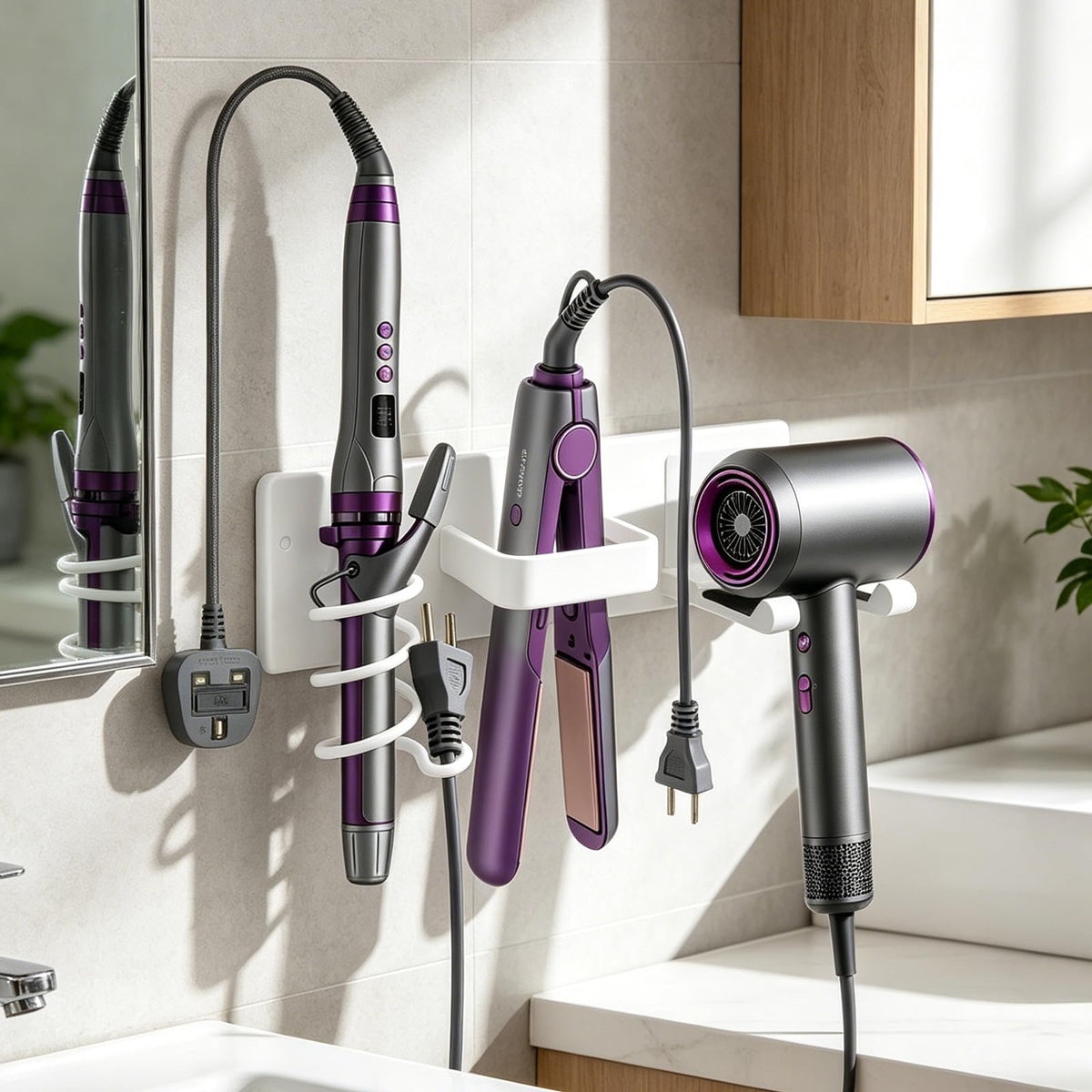 Hair Dryer Holder Wall Mount, Easy Assemble Hair Tool Organizer