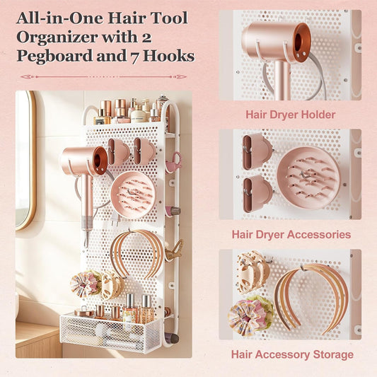 VINAEMO Hair Tool Organizer, Wall Mounted Hair Dryer Holder for Bathroom
