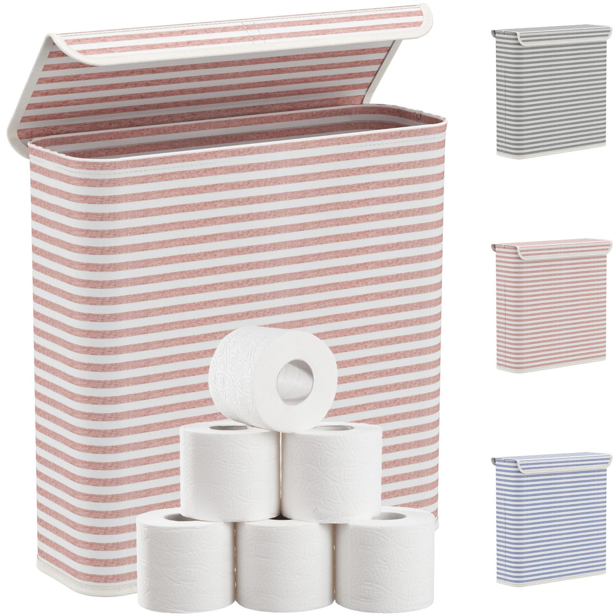 Lifewit 22L Bathroom Toilet Paper Storage Basket with Lid, Gray
