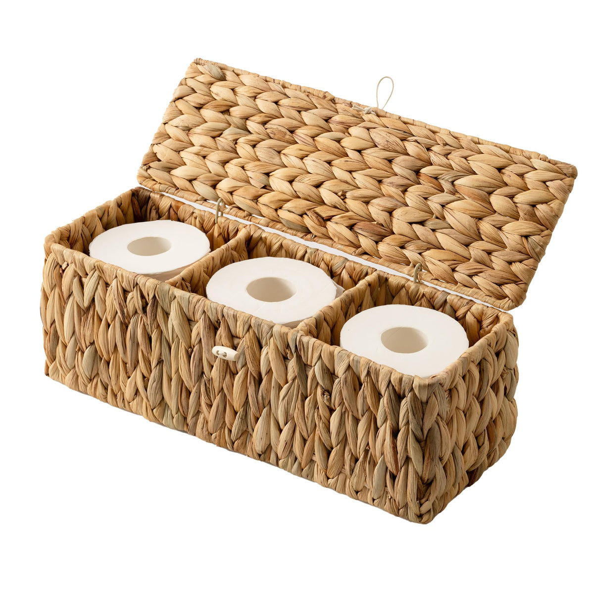 StorageWorks Wicker Basket with Lids, Large Toilet Paper Basket, Seagrass