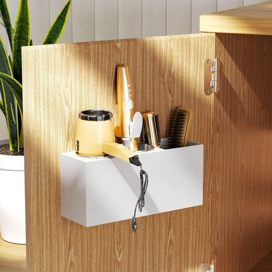 NIUBEE Hair Tool Organizer Wall Mount, Hair Dryer Holder for Bathroom,White