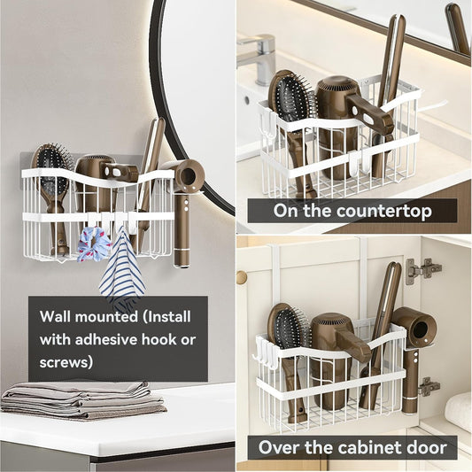 Dailyart 3-in-1 Hair Tool Organizer for Hair Dryer, Bathroom, White