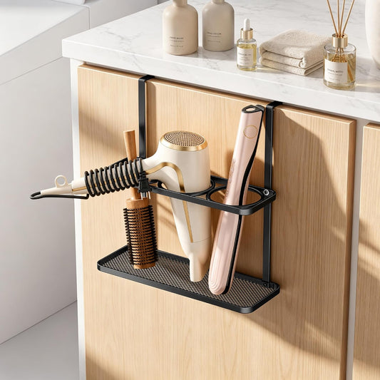 niffgaff Hair Tool Organizer Holder - Adhesive Wall Mounted for Blow Dryer, Curling Iron, Straightener - Black
