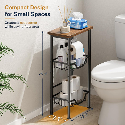 KIMBORA Toilet Paper Holder Stand with Storage for 4-9 Rolls Organizer