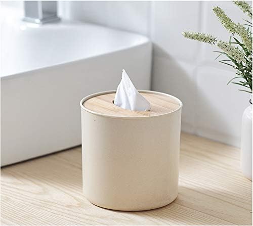 Zimon Toilet Paper Roll Dispenser with Bamboo Lid, Decorative Round Paper Holder, Bathroom Tissue Box Cover
