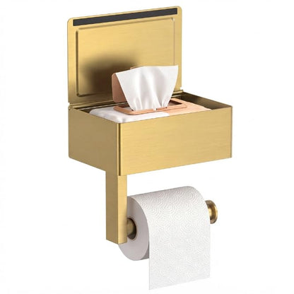 FORIOUS Toilet Paper Holder with Shelf, Wall-Mounted Modern Wipes Dispenser