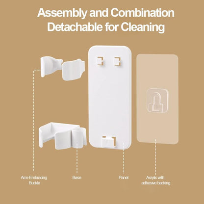 Wall-Mounted Hair Tool Organizer, Adjustable Clamp, Compact Holder for Curling Iron and Styling Tools, Bathroom Vanity Storage, White