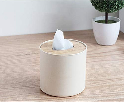 Zimon Toilet Paper Roll Dispenser with Bamboo Lid, Decorative Round Paper Holder, Bathroom Tissue Box Cover