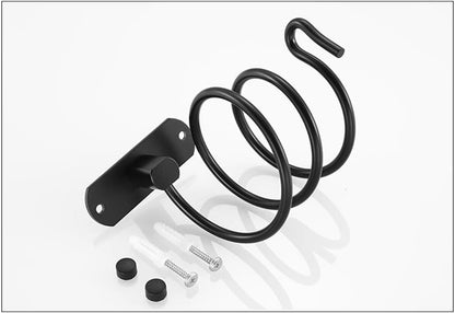 Hair Dryer Holder, Aluminum Wall Mounted Hair Dryer Rack Spiral Hair Care Tools Hanging Rack Organizer for Bathroom, Bedroom, Barbershop (Black)