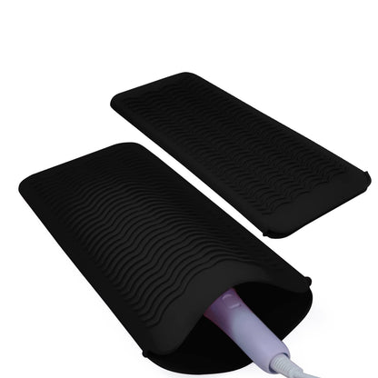 Silicone Heat Resistant Mat Pouch for Hair Straightener,Curling Iron, Black