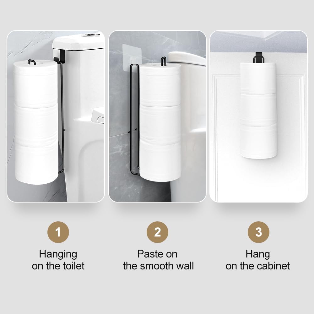 Toilet Paper Holder with Storagefor 3 Roll Tissue （Black 1 Pcs）