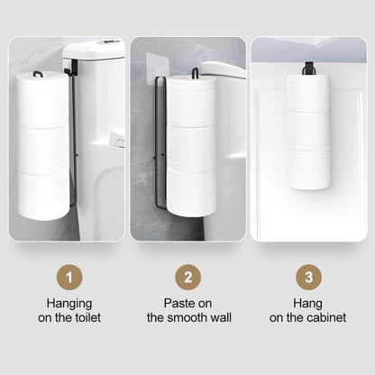 Toilet Paper Holder with Storagefor 3 Roll Tissue （Black 1 Pcs）