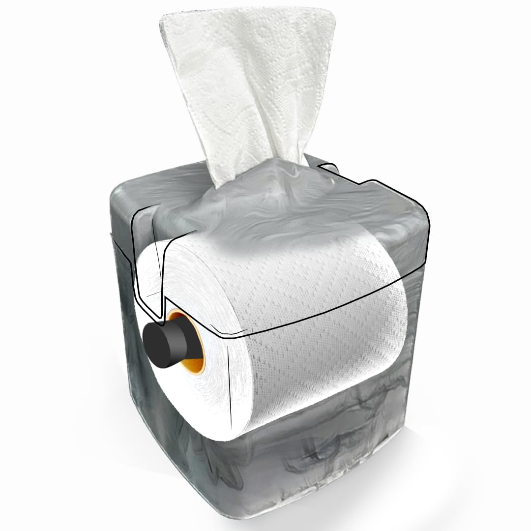 Tissuecaddy Life Hack Toilet Paper Dispenser - Money Saver Alternative to Tissue Box and Tissue Box Holder | Home, Bathroom, and More - White Marble