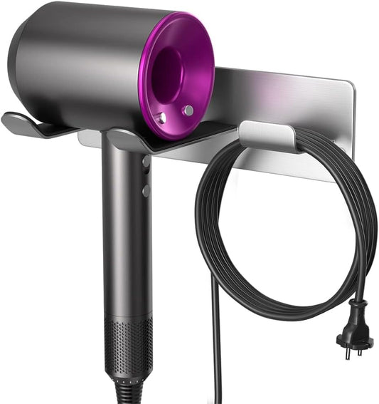 Hair Dryer Wall Mount Holder Compatible with Dyson, 304 Stainless Steel Silver
