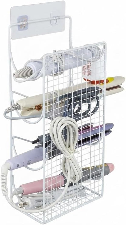 No Drill Wall Mount Curling Iron Holder, Zinc Alloy Hair Dryer Organizer