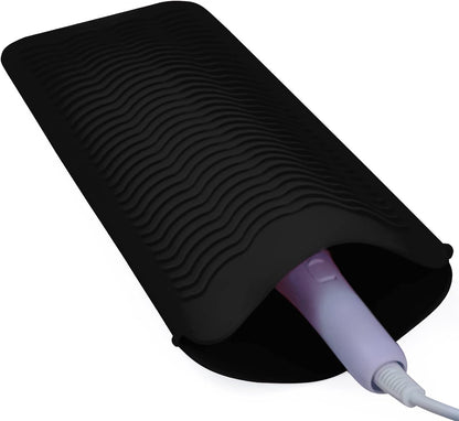Silicone Heat Resistant Mat Pouch for Hair Straightener,Curling Iron, Black