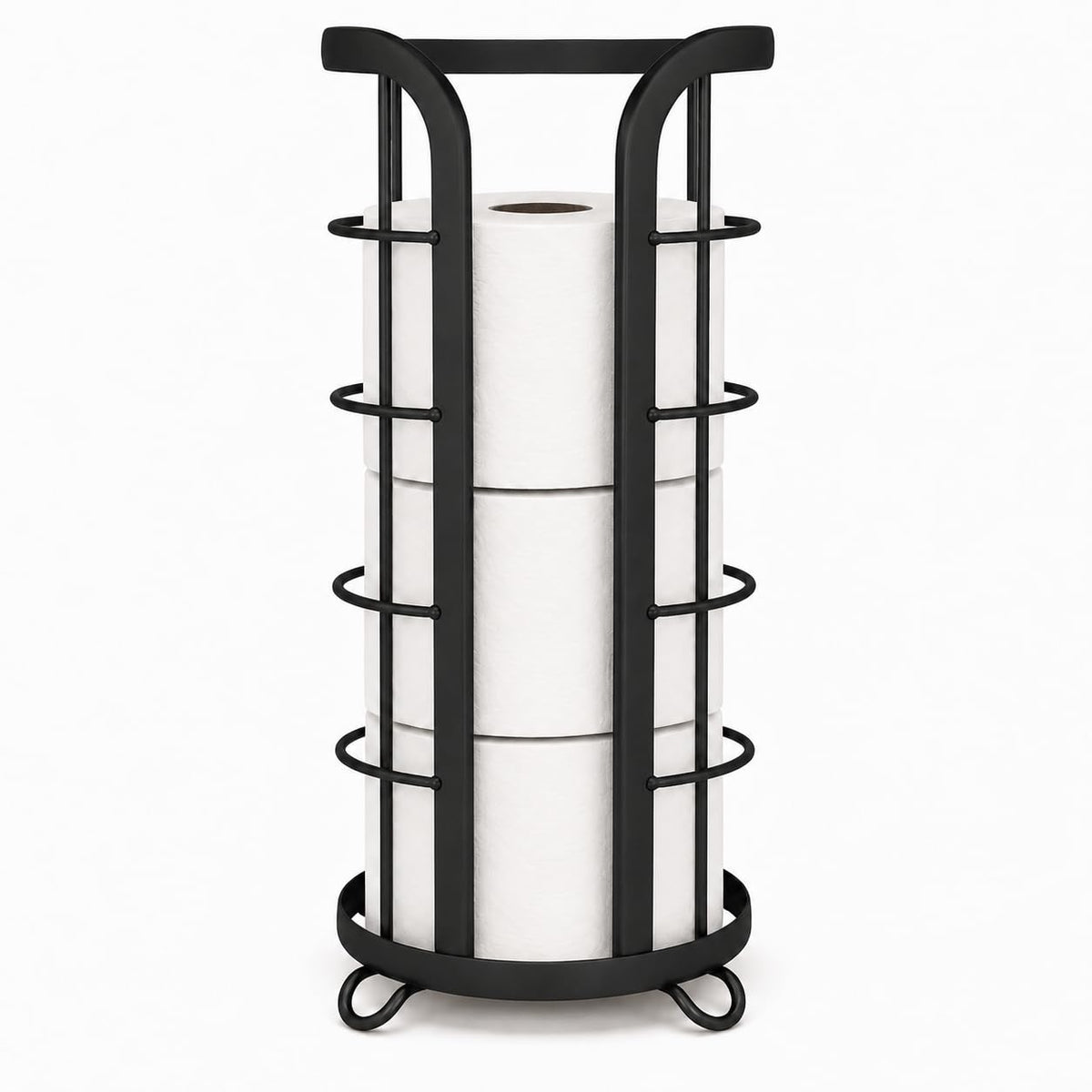 BROOKSTONE Over the Toilet Paper Holder Reserve - Toilet Paper Holder with Storage, Bathroom Toilet Paper Organizer, Metal Toilet Paper Roll Holder Fits Any Size Rolls - Matte White