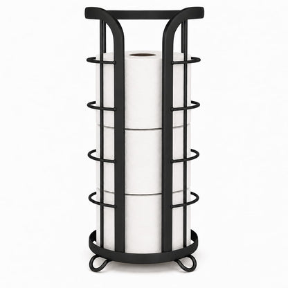 BROOKSTONE Over the Toilet Paper Holder Reserve - Toilet Paper Holder with Storage, Bathroom Toilet Paper Organizer, Metal Toilet Paper Roll Holder Fits Any Size Rolls - Matte White
