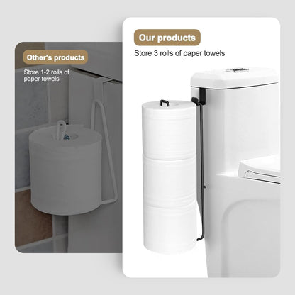 Toilet Paper Holder with Storagefor 3 Roll Tissue （Black 1 Pcs）