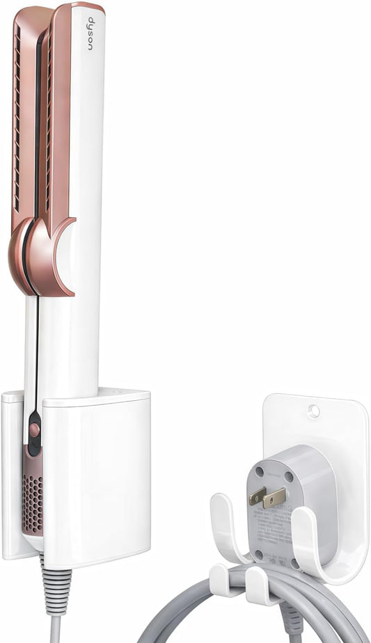 Dyson Airwrap Holder, Aluminum Curling Iron Holder Wall Mount for Dyson Airwrap/Airstraight/Shark Flex Style, Flat IronHolder for Bathroom Storage, White