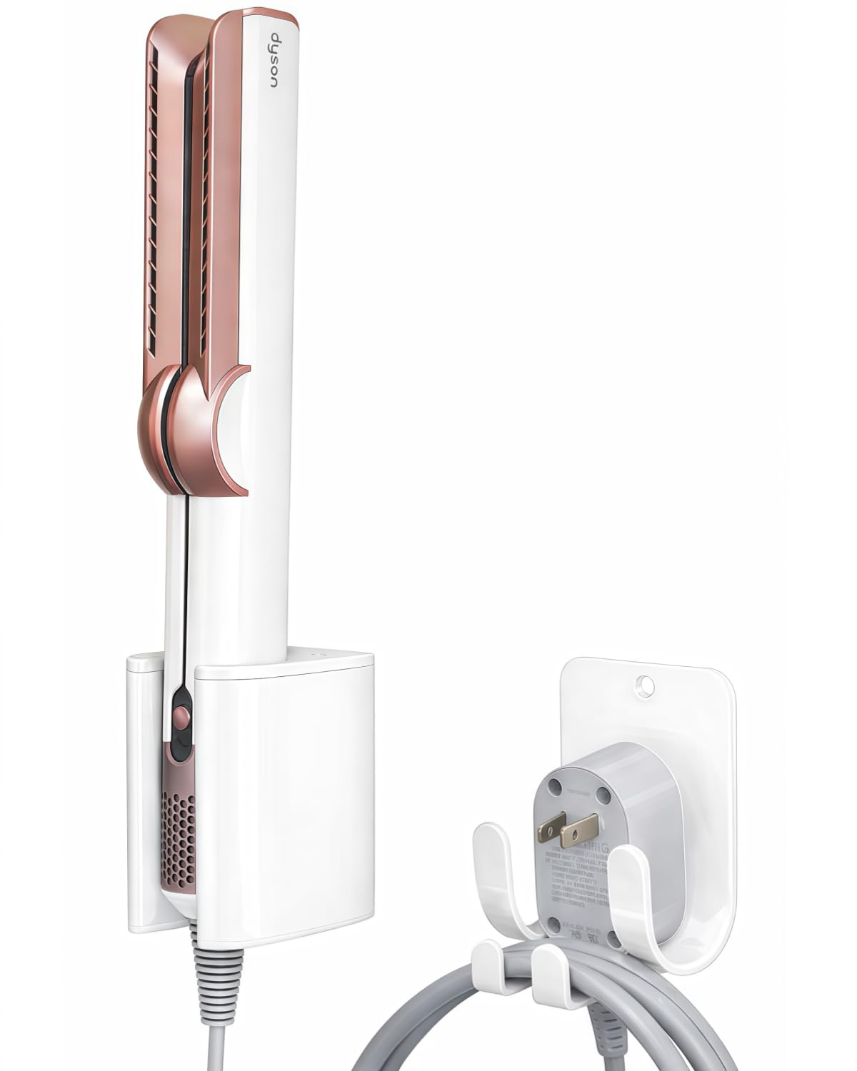 Dyson Airwrap Holder, Aluminum Curling Iron Holder Wall Mount for Dyson Airwrap/Airstraight/Shark Flex Style, Flat IronHolder for Bathroom Storage, White